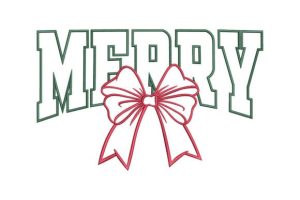 Merry Christmas Text with Festive Bow