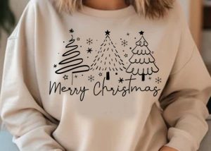 Alternative view of Merry Christmas Tree Hand Drawn T Shirt