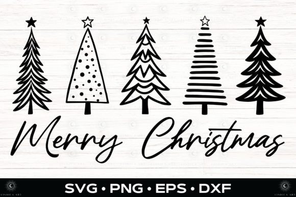 Merry Christmas Trees SVG - ClipArt PNG