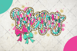 Merry Coquette Bow Glitter Christmas PNG