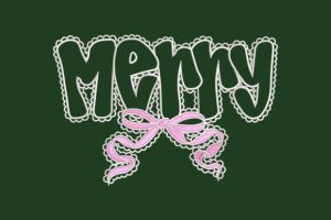 Merry Pink Bow Outline Applique