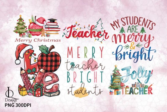 Merry Teacher Christmas Bundle Clipart - Image 3