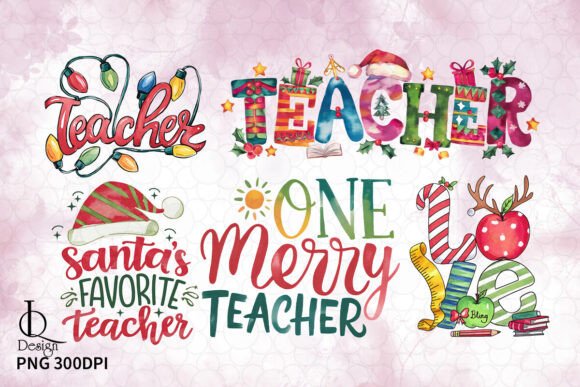 Merry Teacher Christmas Bundle Clipart - Image 4