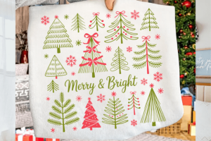 Alternative view of Merry and Bright Christmas Tree Doodles