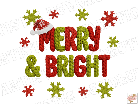 Merry and Bright Png Yarn Christmas Png - Image 2