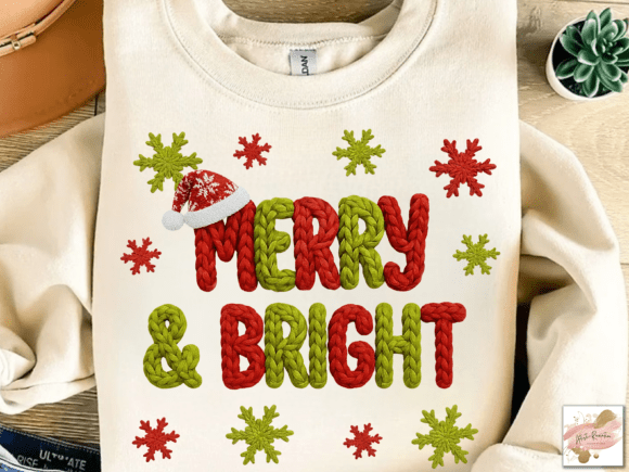 Merry and Bright Png Yarn Christmas Png - Image 4