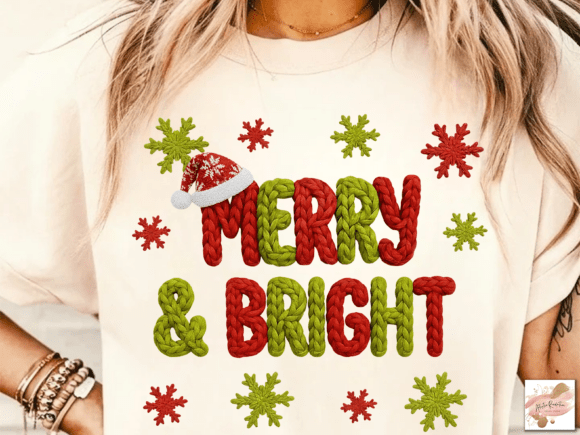 Merry and Bright Png Yarn Christmas Png - Image 5