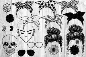 Alternative view of Messy Bun Bandana Mom Life Clip Art Set