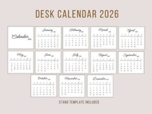 Alternative view of Minimalist 2026 Desk Calendar Printable