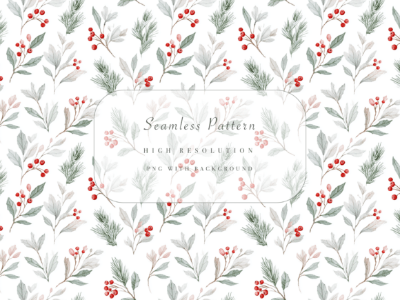Mistletoe and Holly Seamless Pattern