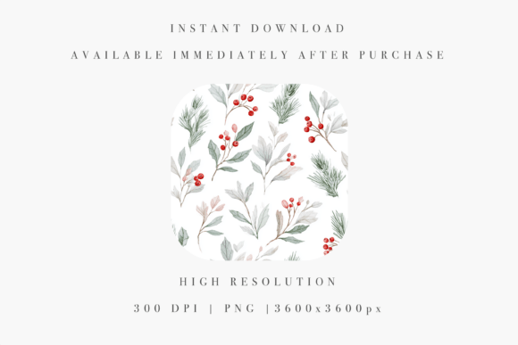 Mistletoe and Holly Seamless Pattern - Image 2