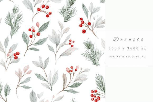 Mistletoe and Holly Seamless Pattern - Image 5