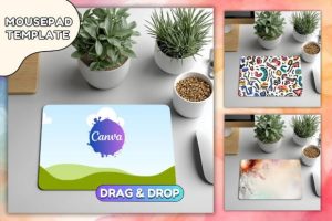 Mousepad Template Canva Desk Mat Mockup