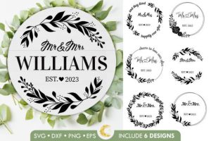 Mr and Mrs Wreath Wedding Bundle SVG