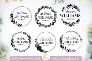 Alternative view of Mr and Mrs Wreath Wedding Bundle SVG