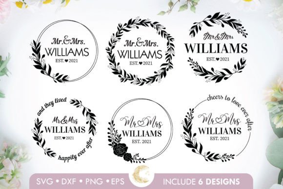 Mr and Mrs Wreath Wedding Bundle SVG - Image 2