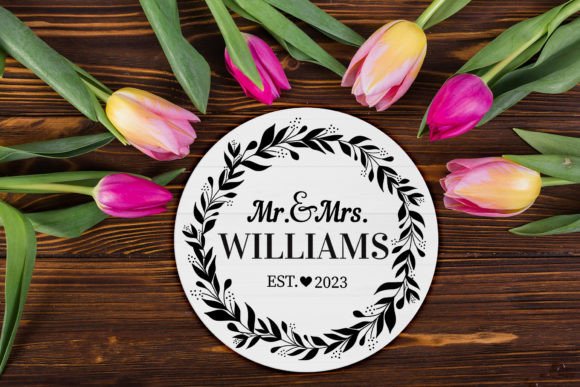 Mr and Mrs Wreath Wedding Bundle SVG - Image 4