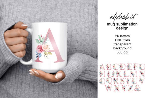 Mug Sublimation Design with Letters, PNG