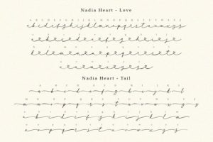 Alternative view of Nadia Heart Font