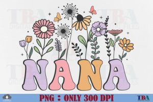 Nana PNG, Retro Grandma Flower Floral
