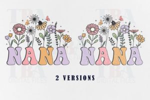Alternative view of Nana PNG, Retro Grandma Flower Floral