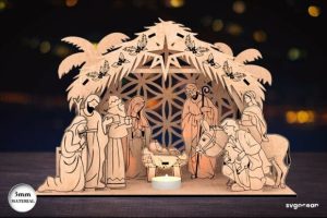 Alternative view of Nativity Scene Candle Holder Laser Cut