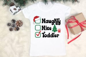 Alternative view of Naughty Nice Toddler SVG, Kids Christmas
