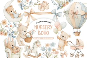 Neutral Baby Watercolor Clipart