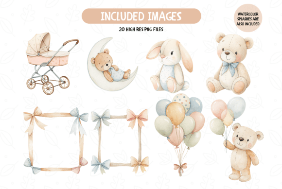 Alternative view of Neutral Baby Watercolor Clipart