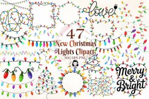 New Christmas Lights Sublimation Clipart