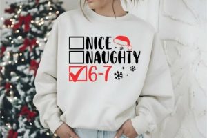 Alternative view of Nice Naughty 67 Svg, 6 7 Christmas Shirt