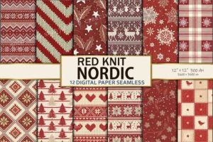 Nordic Red Knit Digital Paper