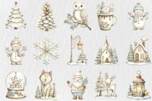 Alternative view of North Christmas Watercolor Clipart