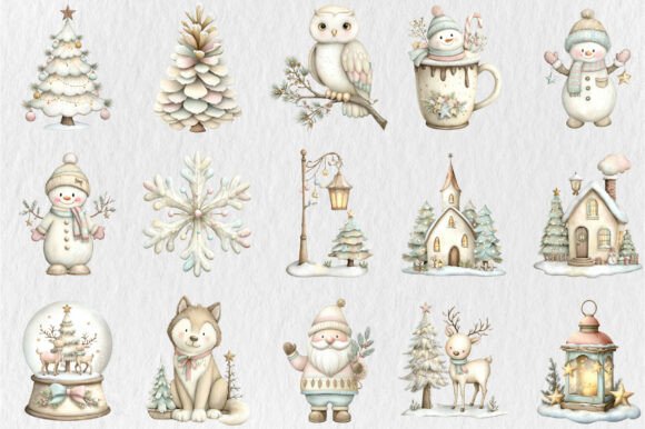 North Christmas Watercolor Clipart - Image 2