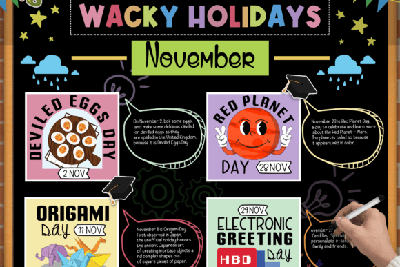 November Wacky Holidays, 30 PNG Stickers - Image 5