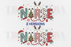 Alternative view of Nurse Christmas PNG Xmas Letters Doodle