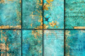 Alternative view of Old Handwriting Turquoise Junk Journal