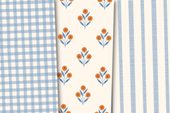 Orange & Blue Floral Pattern Set - Image 4