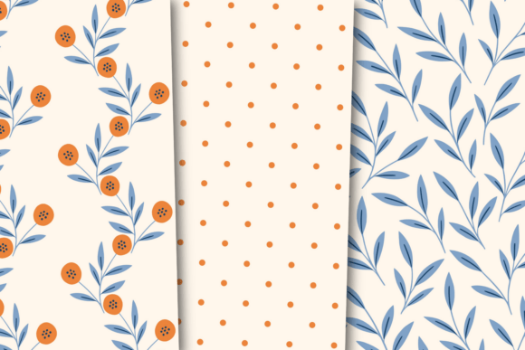 Orange & Blue Floral Pattern Set - Image 5