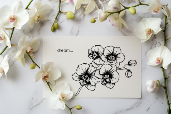 Orchid Flowers Line Art Svg - Image 3