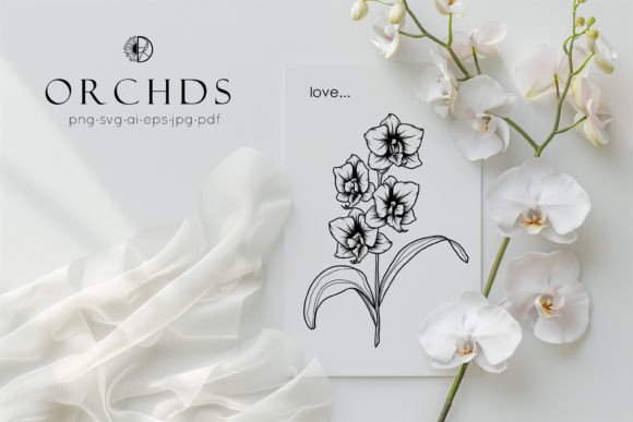 Orchid Flowers Line Art Svg - Image 6