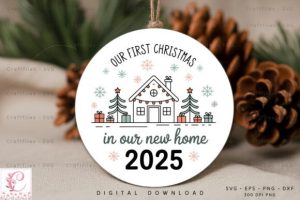 Alternative view of Our First Christmas 2025 Round Ornaments