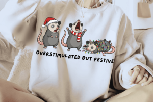 Alternative view of Overstimulated but Festive Possum Png
