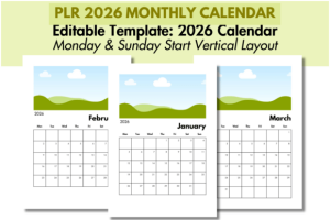 PLR 2026 Calendar Editable Template