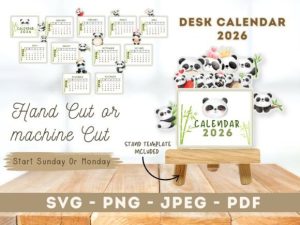 Panda Cute Desk Calendar 2026 Printable