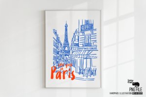 Alternative view of Paris Sketch Art PNG Sublimation Bundle