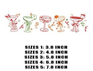 Alternative view of Party Cocktail Glass Embroidery Design