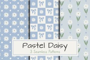 Pastel Daisy Seamless Patterns