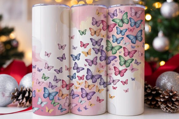 Pastel Iridescent Butterfly Tumbler Wrap