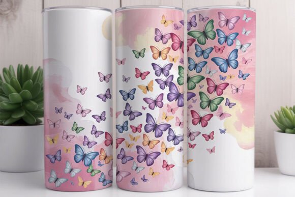 Pastel Iridescent Butterfly Tumbler Wrap - Image 2